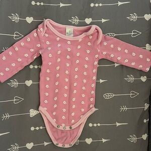 Pink Floral Long-Sleeve Baby One-Piece